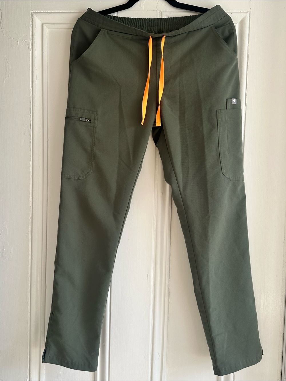 Figs women's Olive Pants with Orange Drawstring in size small